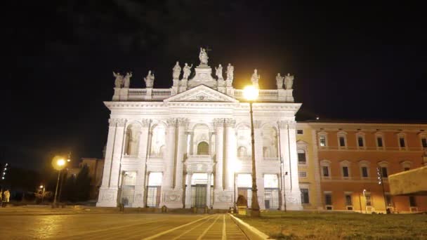 Efekt Glitch Basilica San Giovanni Laterano Noc Rzym Włochy Wideo — Wideo stockowe