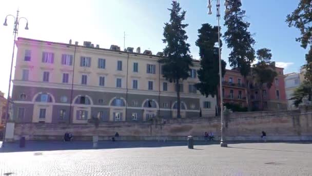 Efeito Falha Panorama Piazza Del Popolo Fontana Del Nettuno Roma — Vídeo de Stock