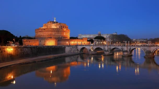 Aksaklık Etkisi Sant Angelo Tiber Kıyısında Akşam Roma Talya Video — Stok video