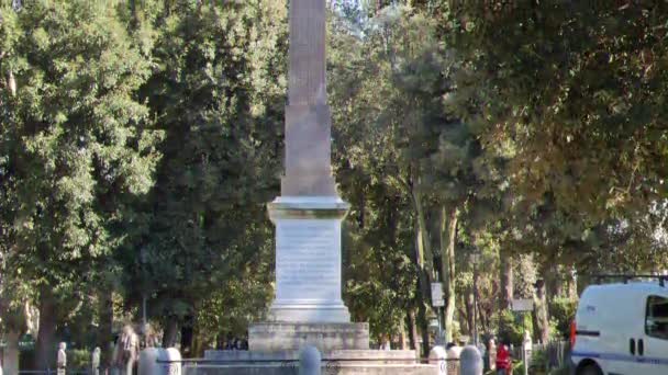 Efecto Fallo Técnico Obelisco Piazza Bucarest Villa Borghese Gardens Roma — Vídeo de stock