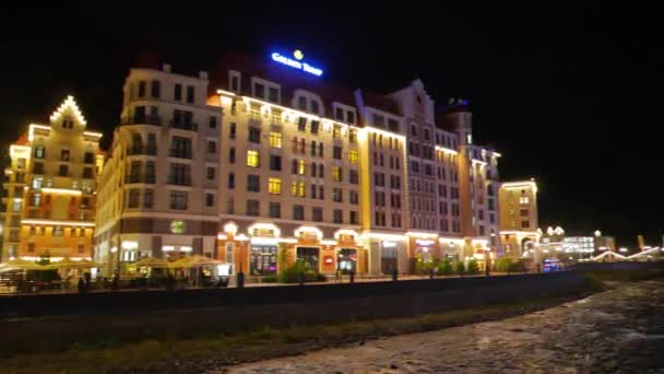 Aksaklık Etkisi Altın Lale Oteli Gece Rosa Khutor Soçi Rusya — Stok video