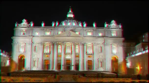 グリッチ効果 サンピエトロ広場バチカン ローマ イタリア ビデオ — ストック動画
