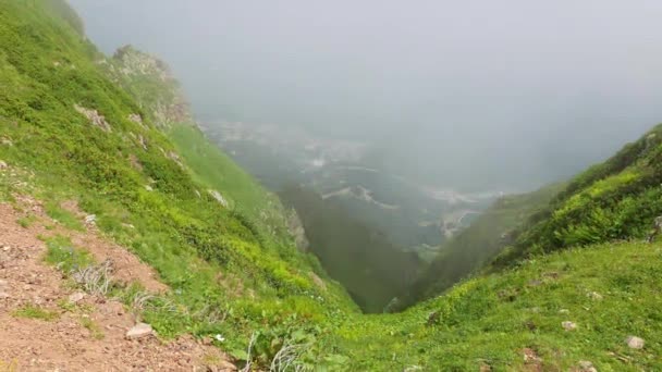 Efecto Fallo Técnico Valle Rosa Khutor Vista Desde Las Nubes — Vídeos de Stock