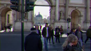 Aksaklık etkisi. Biz Piazza del Popolo, Roma, İtalya devam - Şubat 17, 2015: Mevcut haliyle 1811-22 yıl içinde tasarlanmış. Giuseppe Valadier. Video. Ultrahd (4k))