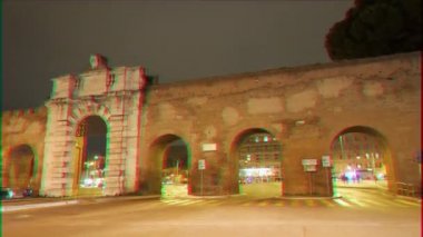 Aksaklık etkisi. Porta San Giovanni. Panorama. Roma, İtalya. Video. Ultrahd (4k))