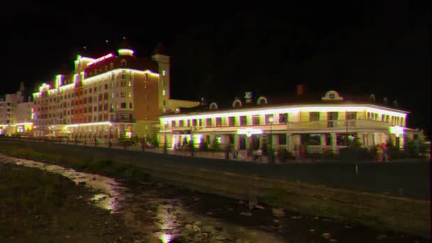 Glitch Effekt Mzymta Fluss Rosa Khutor Nacht Sotschi Russland Juli — Stockvideo