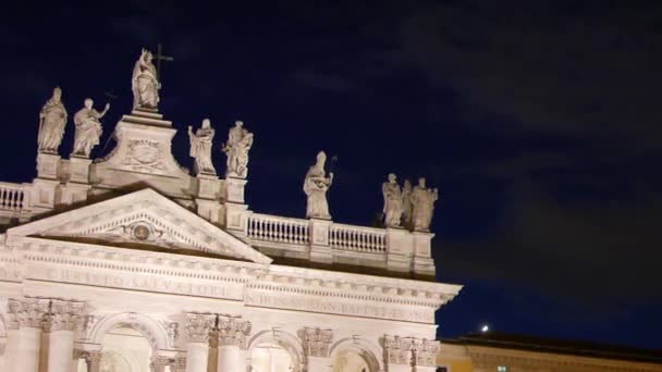 Glitch Effect Entrance Basilica San Giovanni Laterano Night Rome Italy — Stock Video