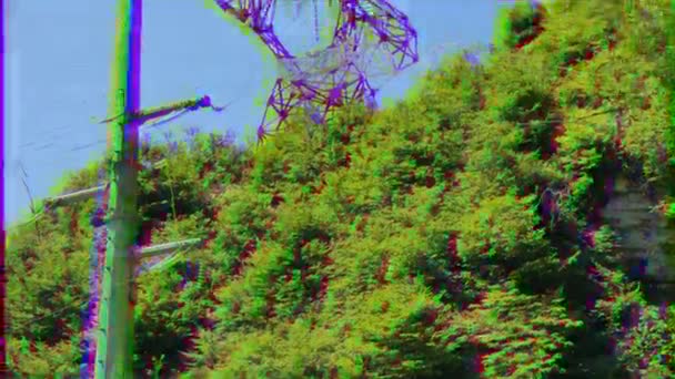 Glitch Effekt Transmission Tower Snow Leopard Sotji Ryssland Juli 2015 — Stockvideo