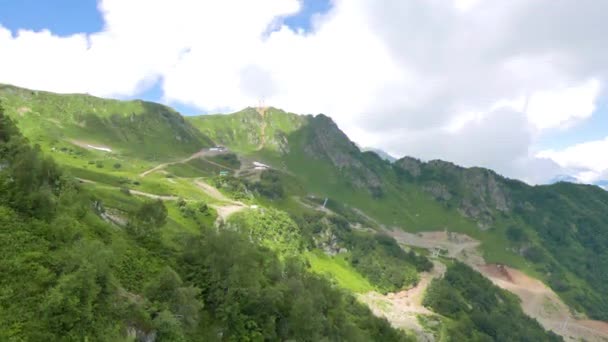 Efeito Falha Estradas Nas Encostas Rosa Khutor Sochi Rússia Vídeo — Vídeo de Stock