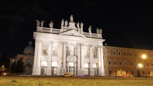 Efekt Glitch Basilica San Giovanni Laterano Noc Rzym Włochy Wideo — Wideo stockowe