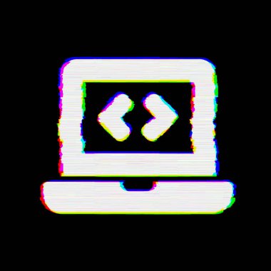 Sembol dizüstü bilgisayar kodunun kusurları vardır. Glitch ve şeritler 