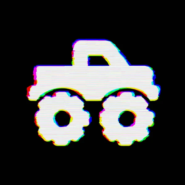 Symbol Monster Truck ma wady. Glitch i paski — Zdjęcie stockowe