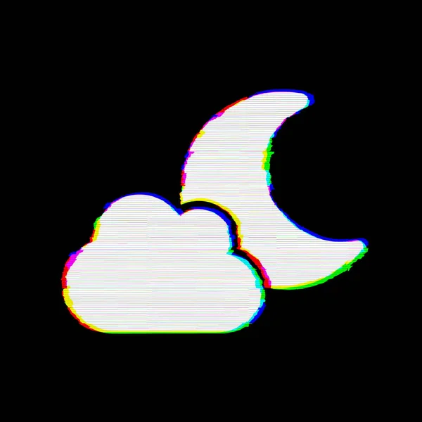 Symbol cloud moon has defects. Glitch and stripes — Stock Photo, Image