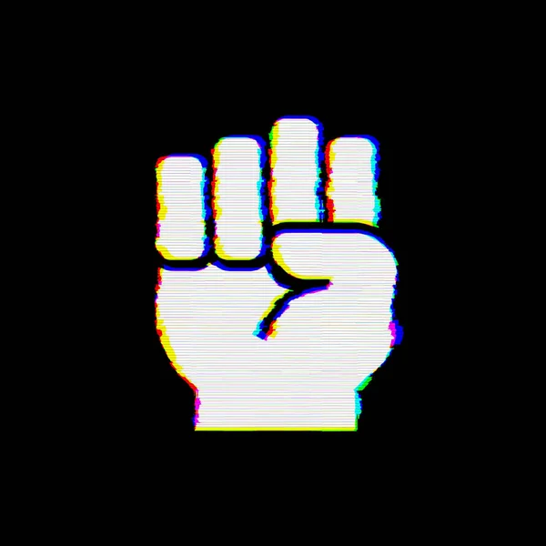 Symbol Fist upp har defekter. Glitch och ränder — Stockfoto