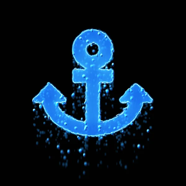 Υγρό σύμβολο Anchor είναι μπλε. Στάζει νερό — Φωτογραφία Αρχείου