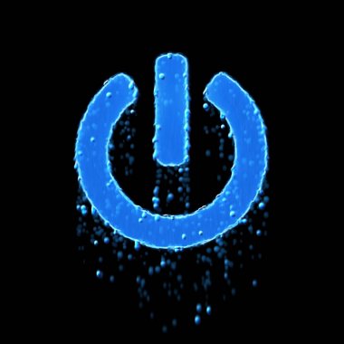 Wet symbol power off is blue. Water dripping 