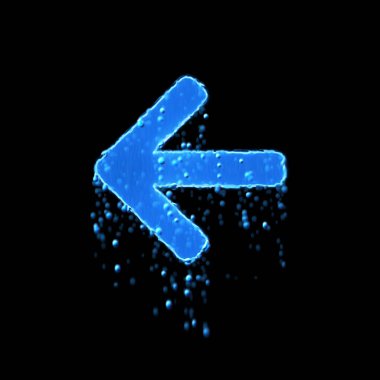 Wet symbol arrow left is blue. Water dripping 