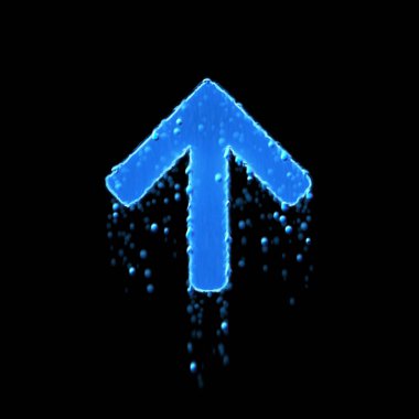 Wet symbol arrow up is blue. Water dripping 