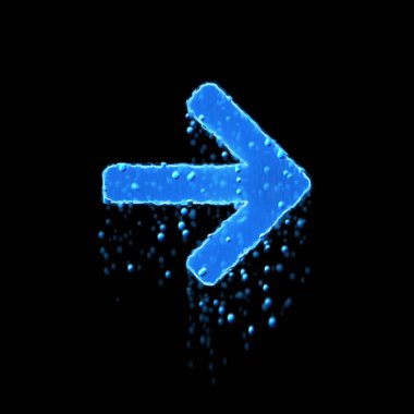 Wet symbol arrow right is blue. Water dripping 