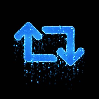 Wet symbol retweet is blue. Water dripping 