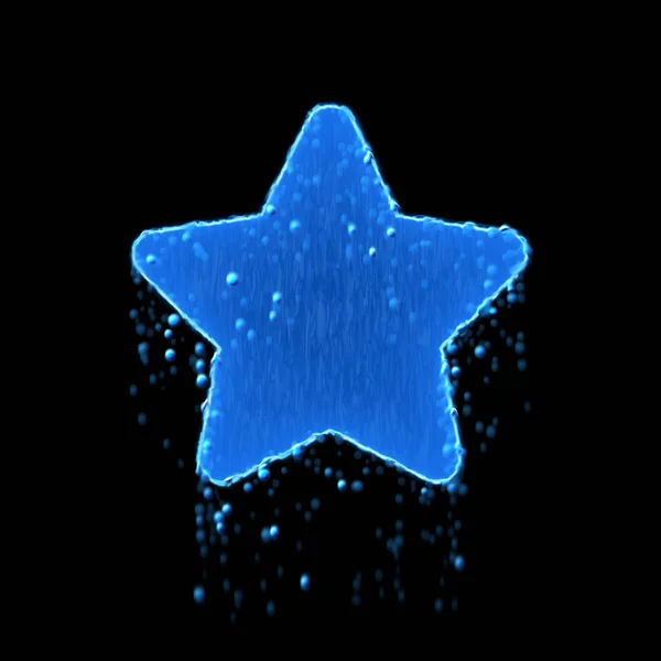 Wet symbol star is blue. Water dripping — Stockfoto