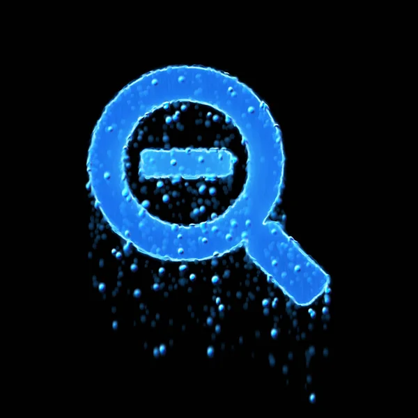 Wet symbol search minus is blue. Water dripping — Stockfoto