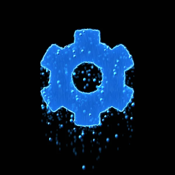 Wet symbol cog is blue. Water dripping — 스톡 사진