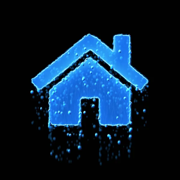 Wet symbol home is blue. Water dripping — Stock Photo, Image