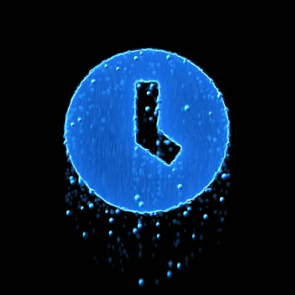 Relógio símbolo molhado é azul. Gotejamento de água — Fotografia de Stock