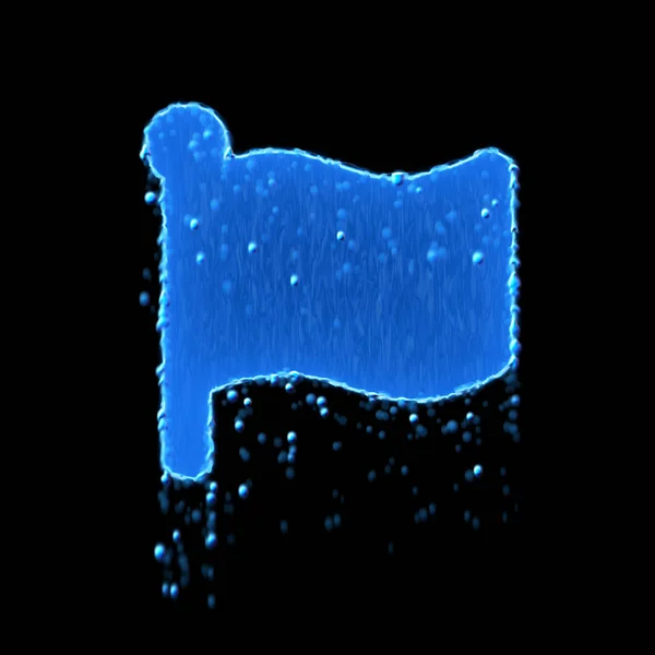 Wet symbol flag is blue. Water dripping — Stockfoto