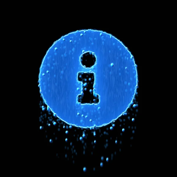 Símbolo molhado info círculo é azul. Gotejamento de água — Fotografia de Stock