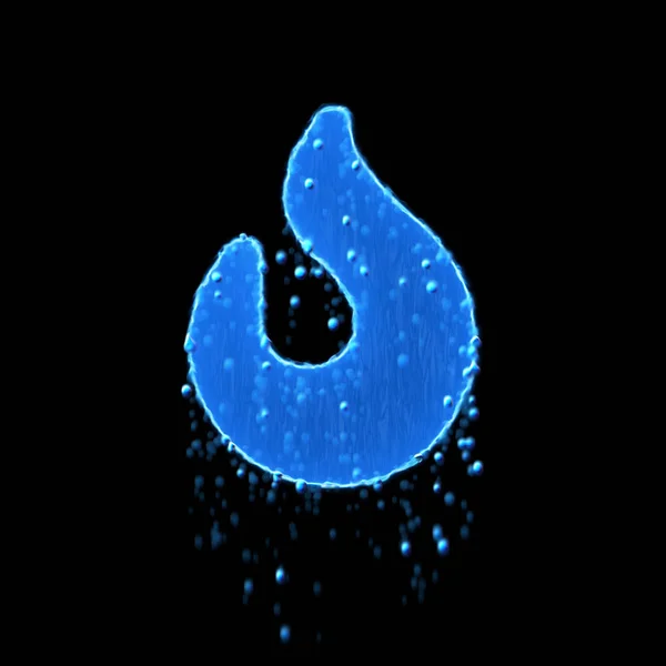 O fogo do símbolo molhado é azul. Gotejamento de água — Fotografia de Stock