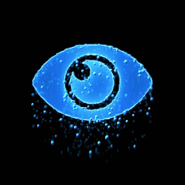 Olho de símbolo molhado é azul. Gotejamento de água — Fotografia de Stock