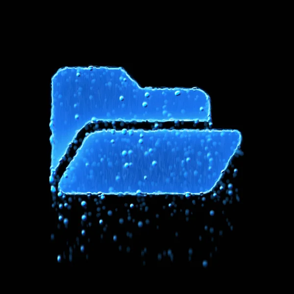 Nedves szimbólum mappa nyitott kék. Csöpög a víz — Stock Fotó