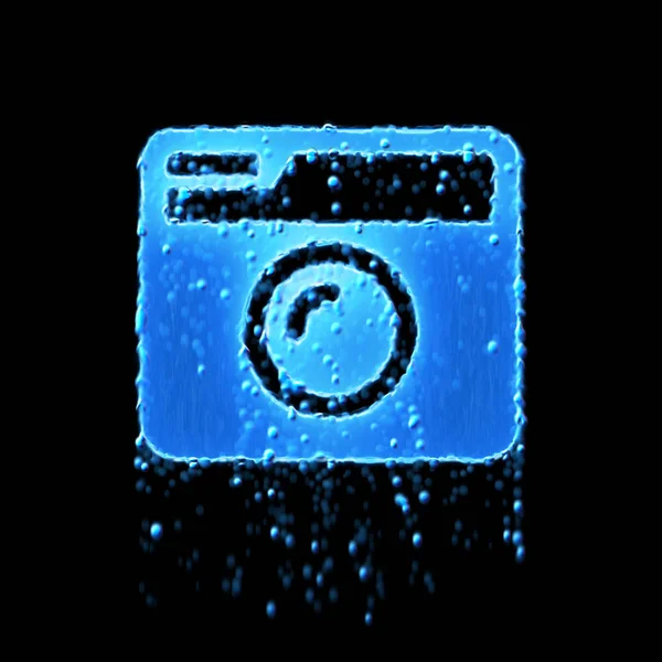 Símbolo húmedo cámara retro es azul. Goteo de agua — Foto de Stock