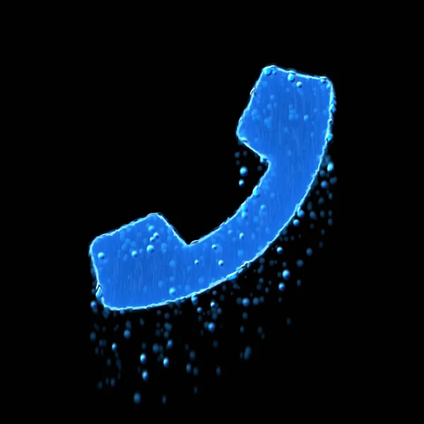 Wet symbol phone is blue. Water dripping — 스톡 사진