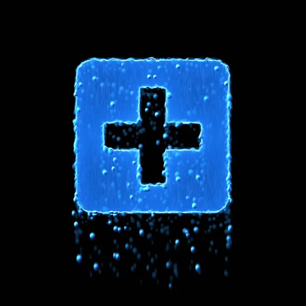 Wet symbol plus square is blue. Water dripping — Stockfoto