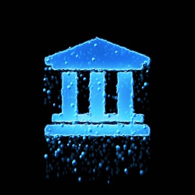 Islak sembol üniversitesi mavi. Su damlıyor. 