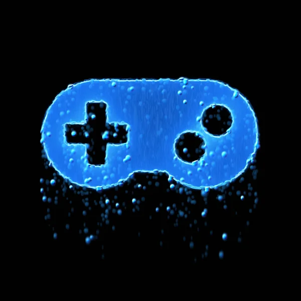 Natte symbool gamepad is blauw. Druppelend water — Stockfoto