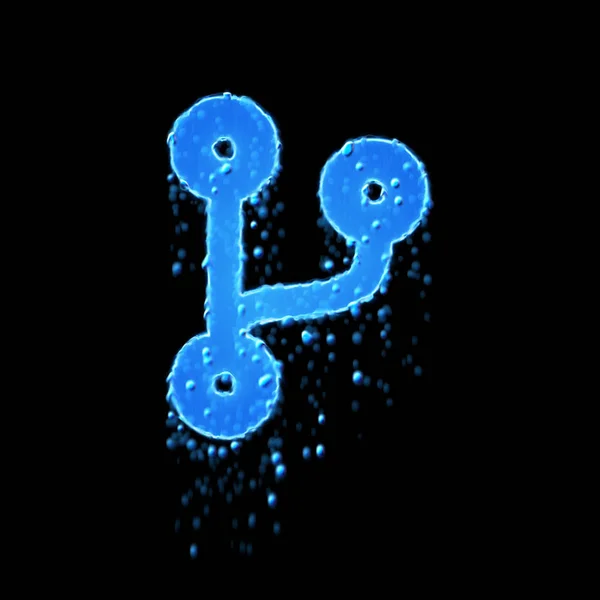 Der feuchte Symbolcode-Zweig ist blau. Wasser tropft — Stockfoto