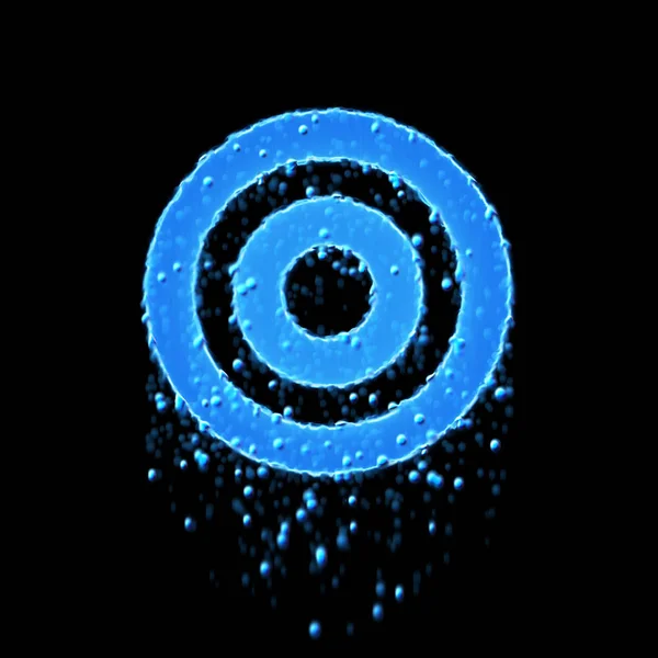 Wet symbol bullseye is blue. Water dripping — 스톡 사진