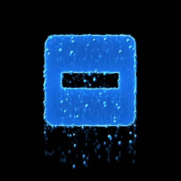 Mokrý symbol mínus čtverec je modrý. Kapání vody — Stock fotografie