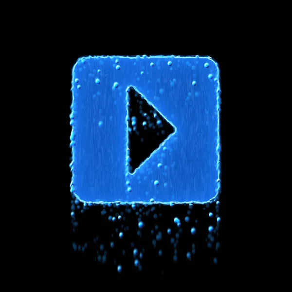Natte symbool caret vierkant rechts is blauw. Druppelend water — Stockfoto
