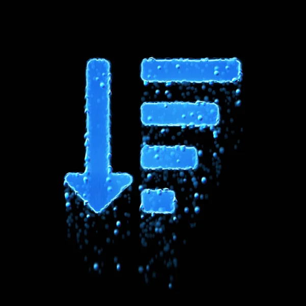 Wet symbol sort amount down is blue. Water dripping — 스톡 사진