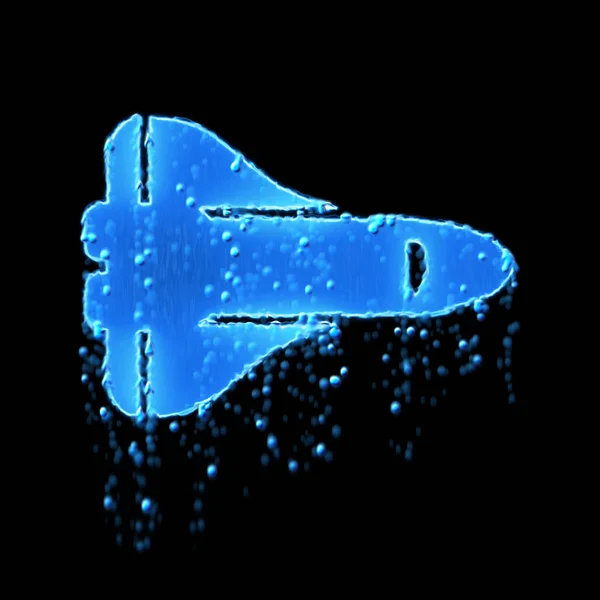 Wet symbol space shuttle is blue. Water dripping — 스톡 사진