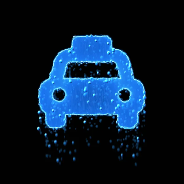 Táxi símbolo molhado é azul. Gotejamento de água — Fotografia de Stock