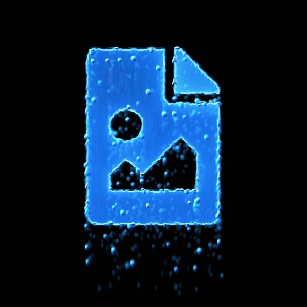 Мокрое изображение файла символа синего цвета. Капание воды — стоковое фото
