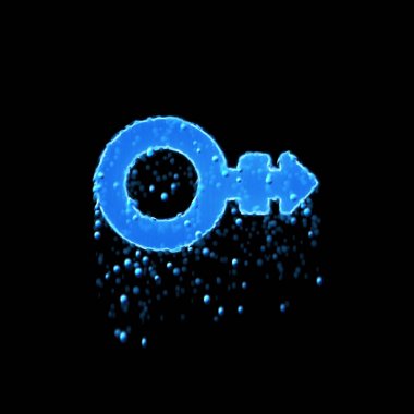 Islak sembol Mars vuruşu mavidir. Su damlıyor. 