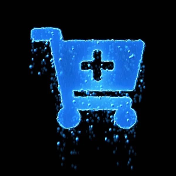 Wet symbol cart plus is blue. Water dripping — 스톡 사진