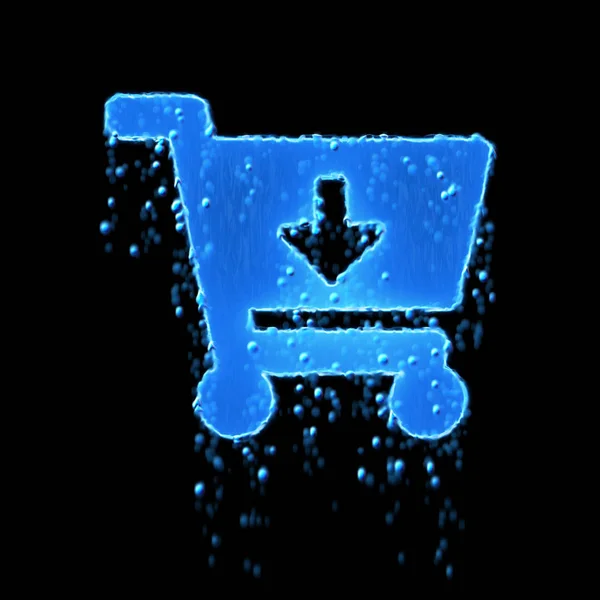 Wet symbol cart arrow down is blue. Water dripping — 스톡 사진